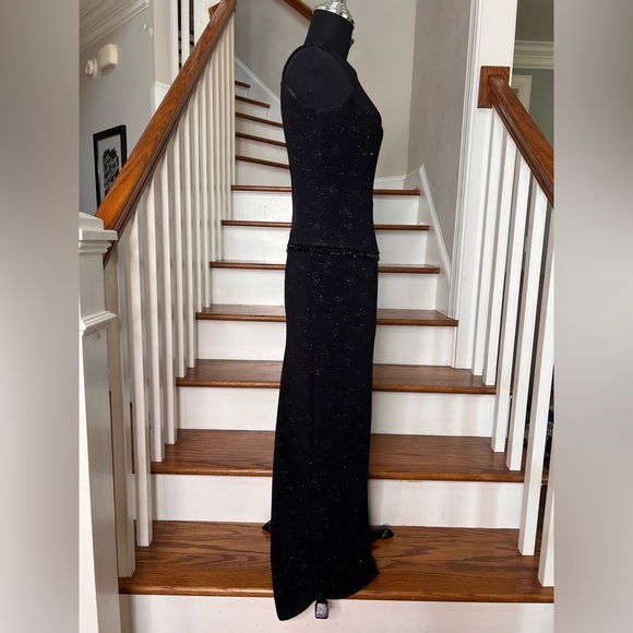 Vintage Scott McClintock Black Sparkle Evening Gown Petite 4 Beaded Formal - Picture 6 of 11
